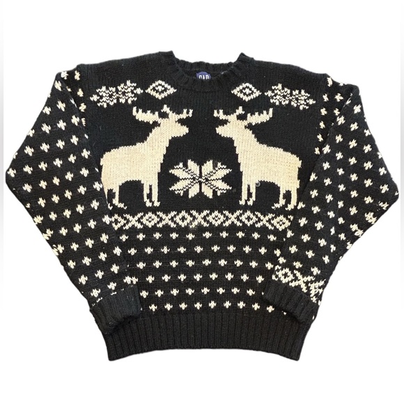GAP Other - VTG Gap Nordic cabin-core Fair Isle heavy 100% wool reindeer sweater HONG KONG M